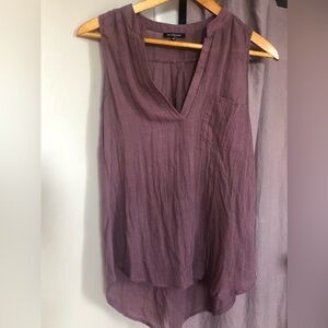 Eclipse Faux Linen Purple Sleeveless Top